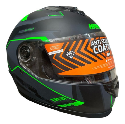 Casco Integral Hawk Rs1 Alpha Negro/verde Mate M (58 Cm)