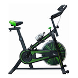 Bicicleta Spinning 10kg Centurfit Ajustable Cardio Fitness Color Negro/verde