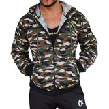 Buzo Hoodie Camuflado Con Cierre, Saco Capota Todo Clima