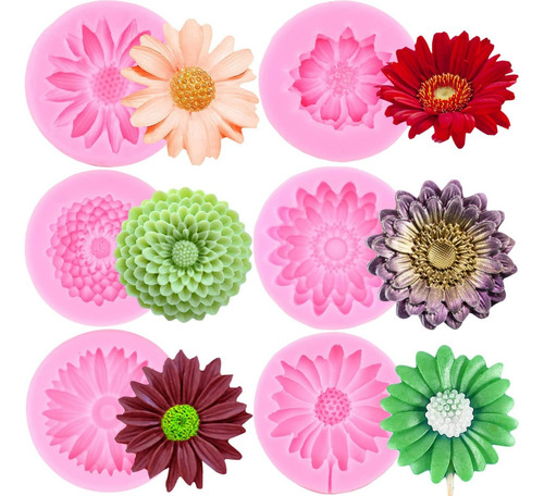 6pcs Molde De Silicona Flor De Crisantemo Margarita Fondant