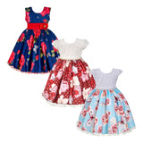 Kit Atacado 3 Vestidos Infantil Juvenil Menina Moda Floral