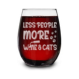 Shop4ever Less People Más Vino Y Gatos Copa De Vino Grabada 