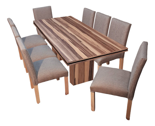 Juego Comedor Mesa Rectangular Tr 180x90 + 8 Sillas Chenille