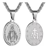 Collar De Virgen María Hombre Medalla Milagrosa Inoxidable