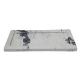 Bandeja Rectangular Simil Marmol Carrara En Cemento 27 X 11