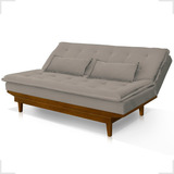 Sofa-cama Reclinável 3 Lugares Veludo Cor Bege Jb Estofados 