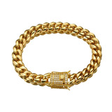 Pulsera Esclava Acero Inoxidable Cubana Oro Laminado 18k 1cm