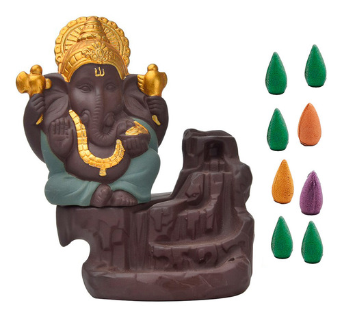 Elefante Ganesha Quemador Incienso + Cono De Incienso 0334
