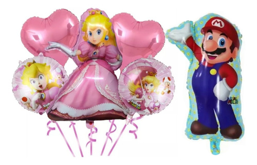 Globos Princesa Peach Y Mario Bros