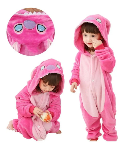 Kigurumi Stitch Angel Cosplay Pijama Mameluco Niño Niña  | Meses sin interés