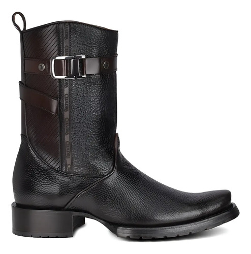 Botas Cuadra Caballero En Piel De Bovino Negro Con Cierre