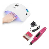 Kit Mano Cabina Uñas 48w Uv Led + Torno Profesional + Fresas