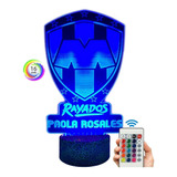 Lampara Led 3d Rayados Monterrey Personalizada Control Remot