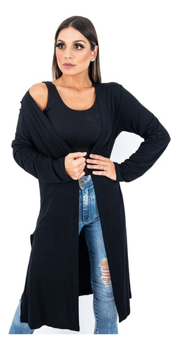 Cardigan Kimono Longo Feminino Sobretudo Casaco Casaquinho