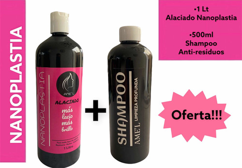 Alaciado Nanoplastia 100% Liso 1 Lt + Shampoo Anti-residuos!