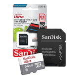 Memoria Tarjeta Micro Sd Hc Sandisk 64gb Clase 10 Adapter