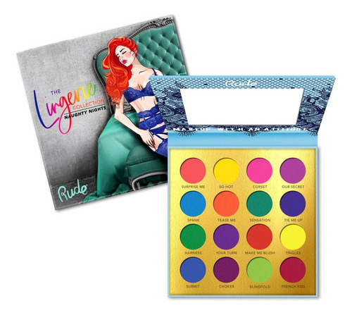 Kit De Paleta De 16 Sombras Para Ojos The Lingerie Collection Naughty Nights (brights) Rude Cosmetics