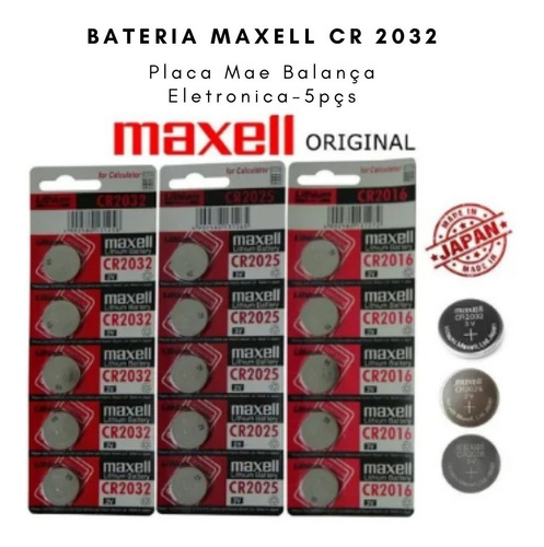 Bateria Maxell Cr 2032 Placa Mae Balança Eletronica-5pçs