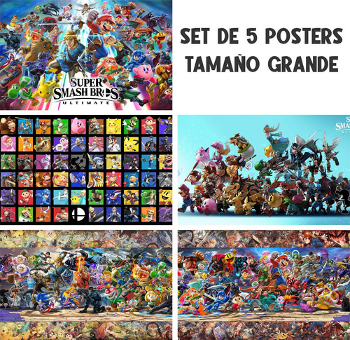 Poster Set 5 Smash Bross Nintendo Zelda Kirby Switch
