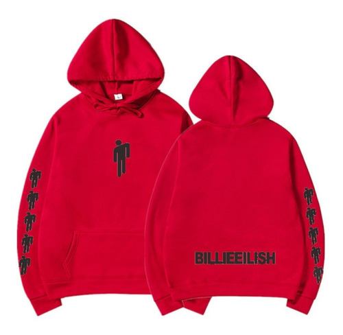 Buzo Billie Eilish / Canguro Capucha Unisex Rojo Negro