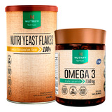 Kit Lata Nutri Yeast Flakes 300g + Pote Ômega 3 60 Cápsulas