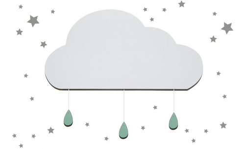 Velador Infantil Nube Sin Gotas  + Estrellas Vinilo X 12