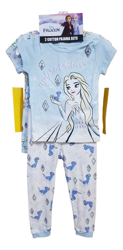 Set De 2 Pijamas Para Niña Frozen 100% Algodón 