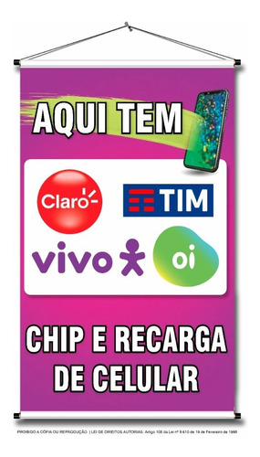 Banner Venda De Chip E Recarga De Celular 33x50cm