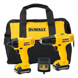 Pack Dewalt Taladro Dcd700 + Atornillador 12v Dcf805 Color Amarillo