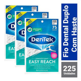 Kit Fio Dental Dentek Floss Picks Clean Easy Reach C/ 225 Un