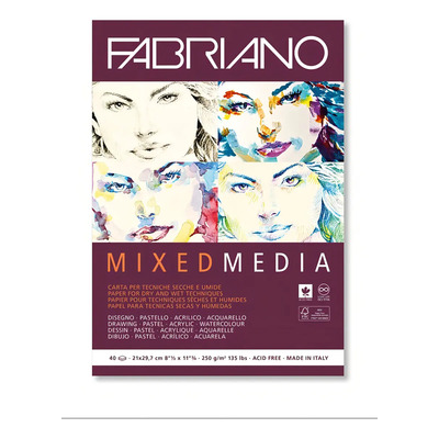 Block Dibujo Fabriano Mixed Media Pastel Acrilico Acuarela | Envío gratis