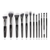 Set 12 Brochas Y Pinceles + Brochero # Crueltyfree Regina Color Negro