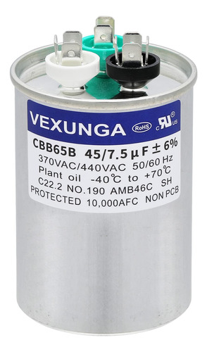 Vexunga 45/7.5 Uf 45+7.5 Mfd 370v O 440v Condensador De A/c