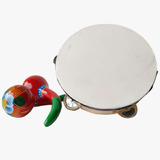 Set 2 Instrumentos Musicales Maracas Pandero Parche Erilio