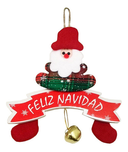 Cartel Navideño Decoración Adorno Colgante Puerta Cascabel