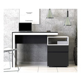 Escritorio Ciudad Muebles  Chico Archivero Con Cajón Y Puerta Melamina De 120cm X 78cm X 55cm Negro Y Blanco