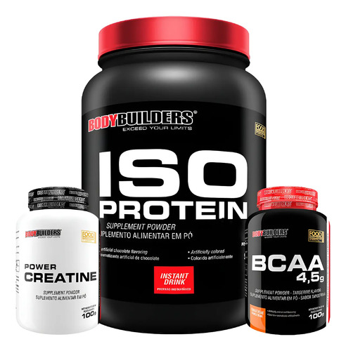 Kit Suplemento Whey Isolado 900g + Creatina + Bcaa | Frete grátis