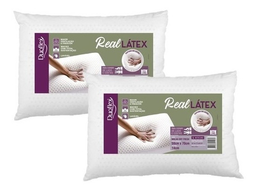Kit Com 2 Travesseiros Real Látex Natural 50x70cm - Laváveis