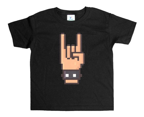 Remera Negra Adultos Pixel R118