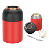 Termo De Comida 850ml Portátil Acero Inoxidable Camping Color Rojo