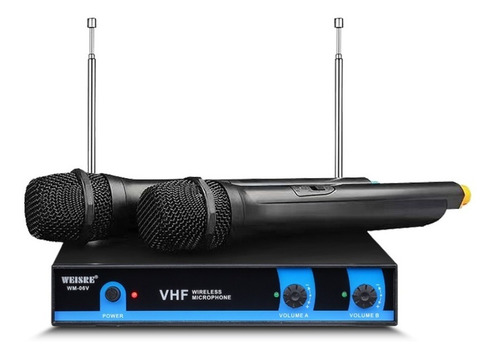 Pack De 2 Microfonos Inalambricos Pro Vhf Wm-06v Con Maleta