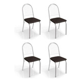 Kit 4 Cadeiras De Cozinha Noruega 4c077  4 Un Cromado/coura