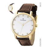 Relógio Champion Feminino Cn24235b Dourado Pulseira De Couro