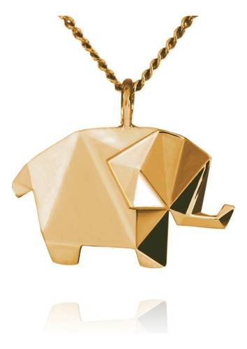 Dije Origami Elefante De Plata Con Acabado En Oro Color Dorado