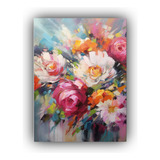 30x45cm Cuadro Armonia Flores Grandes Bastidor Madera Flores