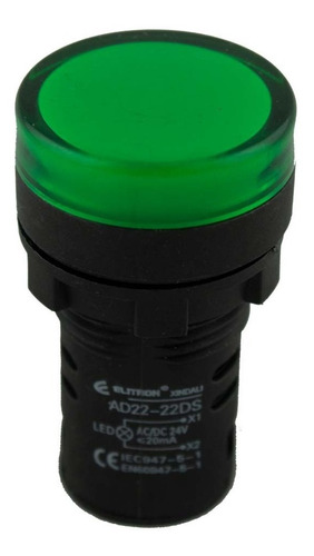 Piloto Ojo De Buey Luminoso Led Visor D 22mm 24v Verde