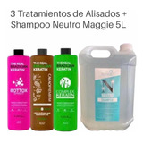 3 Tratamientos De Alisados De 1l + Shampoo Neutro Maggie 5l