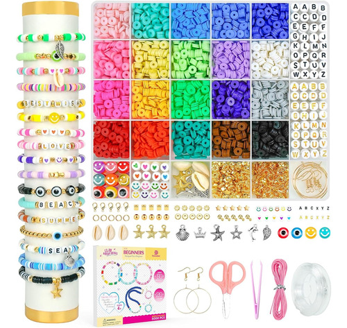 Kit Fabricación De Pulseras Cuentas De Arcilla 5000pzs Niños