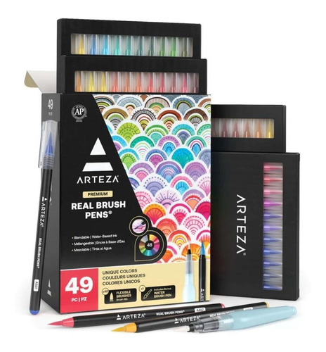 Set 48 Brush Pen Plumón Marcador Punta Pincel Premium Arteza