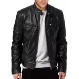 Chaqueta De Moto De Cuello Alto De Piel Punk Para Hombre